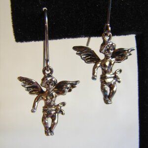Vtg 50's Sterling Silver Cherub EARRINGS by PPC, Princess Pride Creations F66